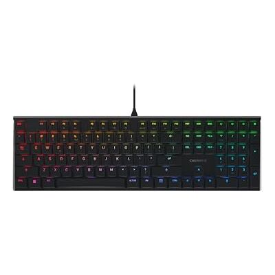 CHERRY MX 10.0N RGB, plat mechanisch gamingtoetsenbord, EU-layout (QWERTY), bekabeld, originele MX Low Profile RGB Speed Switches, zwart CHERRY MX 10.0N RGB, plat mechanisch gamingtoetsenbord, EU-layout (QWERTY), bekabeld, originele MX Low Profile RGB Speed Switches, zwart
