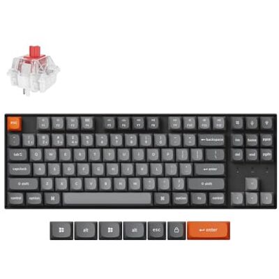 Keychron K8 MAX Aangepast draadloos mechanisch toetsenbord, 2,4 GHz/Bluetooth/USB-C, witte led, QMK/via programmeerbare macro's, PBT toetsen, voor Mac Windows, Super Red Switch Keychron K8 MAX Aangepast draadloos mechanisch toetsenbord, 2,4 GHz/Bluetooth/USB-C, witte led, QMK/via programmeerbare macro's, PBT toetsen, voor Mac Windows, Super Red Switch