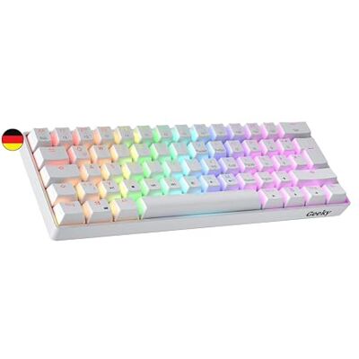 Geeky GK61 60% Hot Swappable mechanisch gamingtoetsenbord 62 kleurrijke toetsen met achtergrondverlichting RGB LED voor Gaming PC/Mac ISO DE Qwertz Duits toetsenbord (wit, mechanisch zwart) Geeky GK61 60% Hot Swappable mechanisch gamingtoetsenbord 62 kleurrijke toetsen met achtergrondverlichting RGB LED voor Gaming PC/Mac ISO DE Qwertz Duits toetsenbord (wit, mechanisch zwart)
