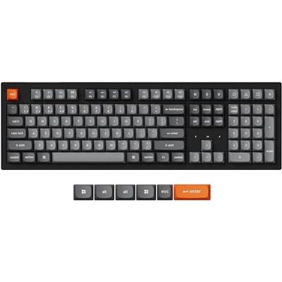 Keychron K10 MAX Draadloos mechanisch toetsenbord, 2,4 GHz/Bluetooth/USB-C, witte led, QMK/VIA, programmeerbare macro's, Hot Swappable, PBT-toetsen voor Mac Windows, super rode schakelaar Keychron K10 MAX Draadloos mechanisch toetsenbord, 2,4 GHz/Bluetooth/USB-C, witte led, QMK/VIA, programmeerbare macro's, Hot Swappable, PBT-toetsen voor Mac Windows, super rode schakelaar