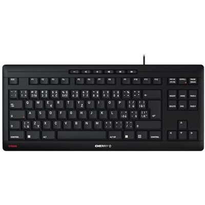 CHERRY Stream Keyboard TKL, bekabeld mechanisch toetsenbord zonder numeriek toetsenblok, Tsjechisch/Slowaakse lay-out (QWERTZ/QWERTY), uniek typ-gevoel, zwart CHERRY Stream Keyboard TKL, bekabeld mechanisch toetsenbord zonder numeriek toetsenblok, Tsjechisch/Slowaakse lay-out (QWERTZ/QWERTY), uniek typ-gevoel, zwart
