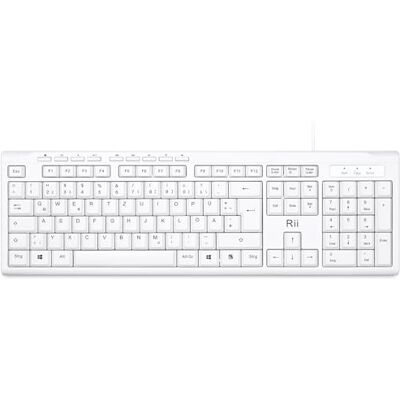 Rii Slim bedraad professioneel toetsenbord (USB) voor computer, laptop (Windows & macOS), Duitse QWERTZ-lay-out wit Rii Slim bedraad professioneel toetsenbord (USB) voor computer, laptop (Windows & macOS), Duitse QWERTZ-lay-out wit