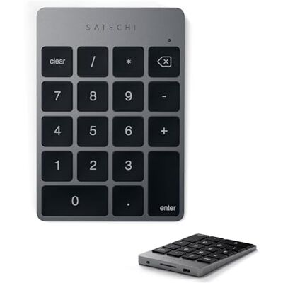 SATECHI Draadloos numeriek toetsenbord, smal, 18 toetsen, spacegrijs SATECHI Draadloos numeriek toetsenbord, smal, 18 toetsen, spacegrijs