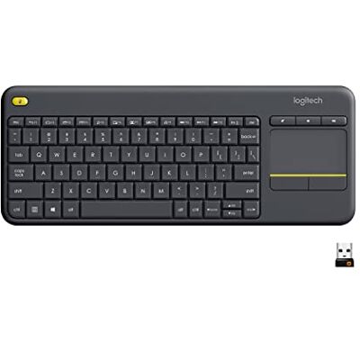Logitech K400 Plus draadloos touch-tv-toetsenbord met mediabediening en touchpad, Amerikaans internationaal QWERTY-toetsenbord zwart Contrôle Média et Pavé Tactile, Clavier US International QWERTY Noir Logitech K400 Plus draadloos touch-tv-toetsenbord met mediabediening en touchpad, Amerikaans internationaal QWERTY-toetsenbord zwart Contrôle Média et Pavé Tactile, Clavier US International QWERTY Noir
