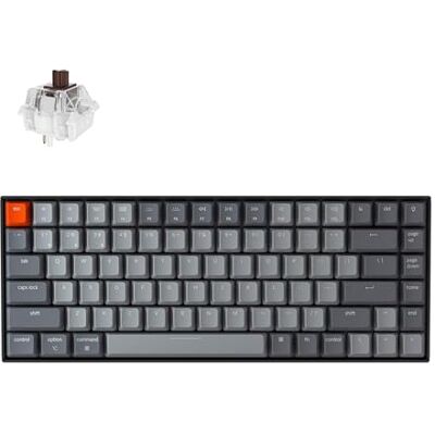 Keychron compatible K2 Compact Gaming-Tastatur, Brown-Switch, weiße LED schwarz, US-Layout Keychron compatible K2 Compact Gaming-Tastatur, Brown-Switch, weiße LED schwarz, US-Layout