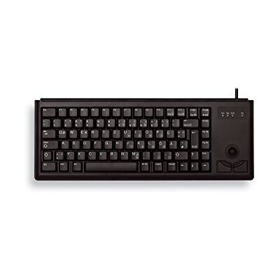 CHERRY Compact Keyboard G84-4400, Duitse lay-out, QWERTZ-toetsenbord, bekabeld toetsenbord, mechanisch toetsenbord, ML-mechanisch, geïntegreerde optische trackball plus 2 muisknoppen, zwart CHERRY Compact Keyboard G84-4400, Duitse lay-out, QWERTZ-toetsenbord, bekabeld toetsenbord, mechanisch toetsenbord, ML-mechanisch, geïntegreerde optische trackball plus 2 muisknoppen, zwart