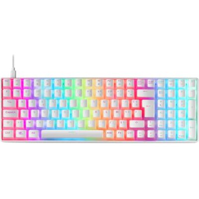 Mars Gaming MKULTRA, mechanisch toetsenbord, wit, RGB, compact, 96%, Switch Outemu SQ blauw, Franse taal Mars Gaming MKULTRA, mechanisch toetsenbord, wit, RGB, compact, 96%, Switch Outemu SQ blauw, Franse taal