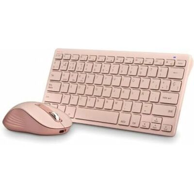 NGS Fantasy Kit Rose Spaans QWERTY draadloos toetsenbord en muis, stil, oplaadbaar, multimode 2,4 GHz en Bluetooth, 12 multimedia-toetsen, instelbare DPI, roze NGS Fantasy Kit Rose Spaans QWERTY draadloos toetsenbord en muis, stil, oplaadbaar, multimode 2,4 GHz en Bluetooth, 12 multimedia-toetsen, instelbare DPI, roze