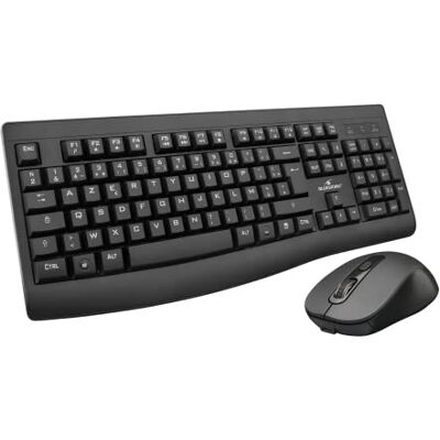 Bluestork Oplaadbaar draadloos toetsenbord, 12 toetsen, multimedia, ergonomische muis, draadloos, 1600 dpi, ergonomisch design, 90 uur batterijduur, compatibel met Windows AZERTY FR Bluestork Oplaadbaar draadloos toetsenbord, 12 toetsen, multimedia, ergonomische muis, draadloos, 1600 dpi, ergonomisch design, 90 uur batterijduur, compatibel met Windows AZERTY FR