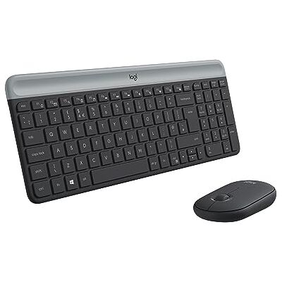 Logitech MK470 Slank Draadloze Toetsenbord en Muis Combi, Laag Profiel, Stille Toetsen, Lange Batterijduur, Plug & Play, QWERTY US International Layout Zwart Logitech MK470 Slank Draadloze Toetsenbord en Muis Combi, Laag Profiel, Stille Toetsen, Lange Batterijduur, Plug & Play, QWERTY US International Layout Zwart