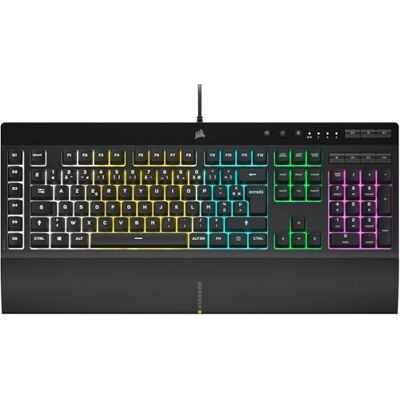 Corsair K55 RGB Pro Gamingtoetsenbord met bekabeld membraan (dynamische RGB-achtergrondverlichting, 6 macrotoetsen met Elgato software-integratie, resistent en stofdicht, IP42) AZERTY, zwart Corsair K55 RGB Pro Gamingtoetsenbord met bekabeld membraan (dynamische RGB-achtergrondverlichting, 6 macrotoetsen met Elgato software-integratie, resistent en stofdicht, IP42) AZERTY, zwart