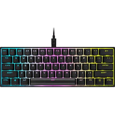 Corsair K65 RGB MINI 60% mechanisch gamingtoetsenbord, bekabeld, lineaire schakelaars, CHERRY MX RED, PBT double-shot toetsen, compatibel met iCUE QWERTY UK PC, Mac, Xbox zwart Corsair K65 RGB MINI 60% mechanisch gamingtoetsenbord, bekabeld, lineaire schakelaars, CHERRY MX RED, PBT double-shot toetsen, compatibel met iCUE QWERTY UK PC, Mac, Xbox zwart