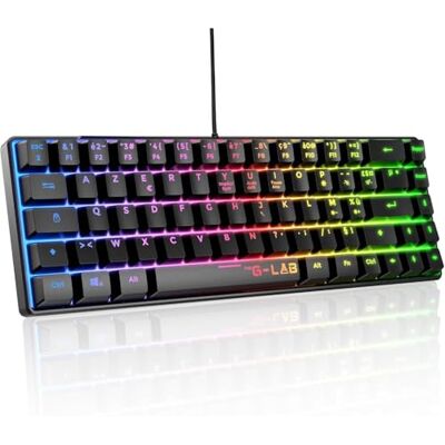 THE G-LAB Keyz Hydrogen, Gaming-toetsenbord 60%, semi-mechanisch toetsenbord, bekabeld, Azerty, meerkleurige achtergrondverlichting, mini-toetsenbord, stil, compact formaat TKL- pc/ps4/Ps5/xbox, zwart THE G-LAB Keyz Hydrogen, Gaming-toetsenbord 60%, semi-mechanisch toetsenbord, bekabeld, Azerty, meerkleurige achtergrondverlichting, mini-toetsenbord, stil, compact formaat TKL- pc/ps4/Ps5/xbox, zwart