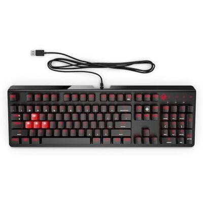 HP OMEN 1100 Mechanisch gamingtoetsenbord, AZERTY, zwart (bedraad, USB, anti-ghosting, Cherry MX Blue, rode led-achtergrondverlichting) HP OMEN 1100 Mechanisch gamingtoetsenbord, AZERTY, zwart (bedraad, USB, anti-ghosting, Cherry MX Blue, rode led-achtergrondverlichting)