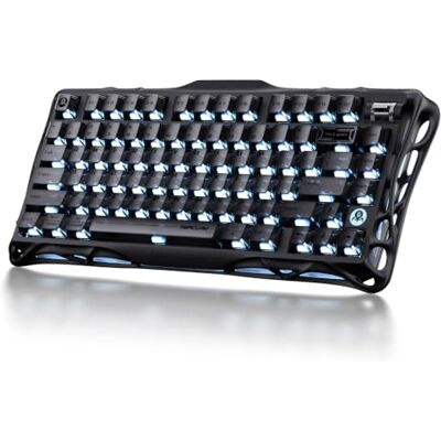 GravaStar Mercury K1 draadloos mechanisch gamingtoetsenbord, zwarte mist 75% draadloos gaming-toetsenbord met aluminium behuizing, hot swappable, RGB, tri-mode, afdichting, 8000 mAh batterij en GravaStar Mercury K1 draadloos mechanisch gamingtoetsenbord, zwarte mist 75% draadloos gaming-toetsenbord met aluminium behuizing, hot swappable, RGB, tri-mode, afdichting, 8000 mAh batterij en