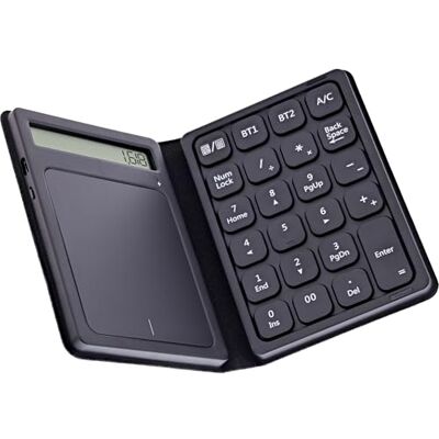 InLine Bluetooth numeriek toetsenblok met touchpad en display, opvouwbaar, draadloos, voor Windows, Android, iOS, USB-C, batterij, zwart, 55379G InLine Bluetooth numeriek toetsenblok met touchpad en display, opvouwbaar, draadloos, voor Windows, Android, iOS, USB-C, batterij, zwart, 55379G