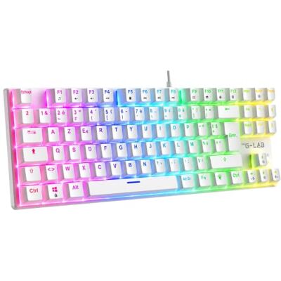 THE G-LAB Keyz Mercury EX Clavier Mécanique TKL Red Switch AZERTY FR Clavier gamer USB, Format TKL, Red Switch Mécanique, RGB 20 Modes Lumineux, Anti-Ghosting 26 Touches, Clavier Gaming blanc THE G-LAB Keyz Mercury EX Clavier Mécanique TKL Red Switch AZERTY FR Clavier gamer USB, Format TKL, Red Switch Mécanique, RGB 20 Modes Lumineux, Anti-Ghosting 26 Touches, Clavier Gaming blanc