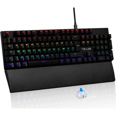 THE G-LAB Keyz Carbon Ex Mechanisch toetsenbord Azerty Switch blauw Gaming toetsenbord Franse AZERTY-lay-out RGB LED-achtergrondverlichting, anti-ghosting totaal, 12 multimedia toetsen PC/PS5/Xbox THE G-LAB Keyz Carbon Ex Mechanisch toetsenbord Azerty Switch blauw Gaming toetsenbord Franse AZERTY-lay-out RGB LED-achtergrondverlichting, anti-ghosting totaal, 12 multimedia toetsen PC/PS5/Xbox