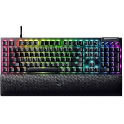 Razer BlackWidow V4 Mechanisch gamingtoetsenbord met Chroma RGB (gele mechanische schakelaars, 6 speciale macrotoetsen, ABS Doubleshot toetsen) QWERTY DE-lay-out, zwart Razer BlackWidow V4 Mechanisch gamingtoetsenbord met Chroma RGB (gele mechanische schakelaars, 6 speciale macrotoetsen, ABS Doubleshot toetsen) QWERTY DE-lay-out, zwart