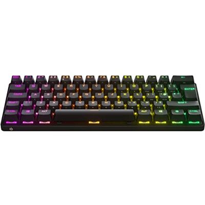 SteelSeries Apex Pro Mini Wireless HyperMagnetic Gaming Toetsenbord Compact 60% Formaat Instelbare Bediening RGB PBT-toetsen Bluetooth 2,4 GHz USB-C Engels QWERTY SteelSeries Apex Pro Mini Wireless HyperMagnetic Gaming Toetsenbord Compact 60% Formaat Instelbare Bediening RGB PBT-toetsen Bluetooth 2,4 GHz USB-C Engels QWERTY