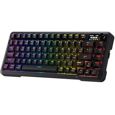 Redragon K724 PRO Draadloos gaming-toetsenbord met hype-display en knop, 81 toetsen mechanisch toetsenbord, gemakkelijk te bedienen TFT-informatiescherm van 2,9 cm, 5-laags geluidsdemping Redragon K724 PRO Draadloos gaming-toetsenbord met hype-display en knop, 81 toetsen mechanisch toetsenbord, gemakkelijk te bedienen TFT-informatiescherm van 2,9 cm, 5-laags geluidsdemping