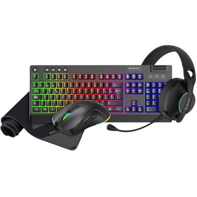 Unykach Gaming Pack Nova 4-in-1 Spaans RGB-toetsenbord met 105 toetsen 6 toetsen RGB-muis tot 7200 dpi RGB-verlichtingshelm en XL mat Unykach Gaming Pack Nova 4-in-1 Spaans RGB-toetsenbord met 105 toetsen 6 toetsen RGB-muis tot 7200 dpi RGB-verlichtingshelm en XL mat