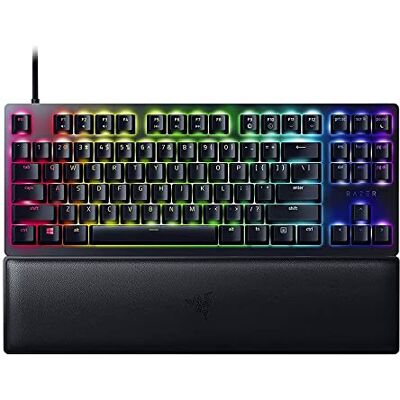 Razer Huntsman V2 Tenkeyless (paarse schakelaars) – optisch gamer-toetsenbord (clicky optische schakelaars, PBT doubleshot toetsen, polssteun) Amerikaans toetsenbord zwart Razer Huntsman V2 Tenkeyless (paarse schakelaars) – optisch gamer-toetsenbord (clicky optische schakelaars, PBT doubleshot toetsen, polssteun) Amerikaans toetsenbord zwart