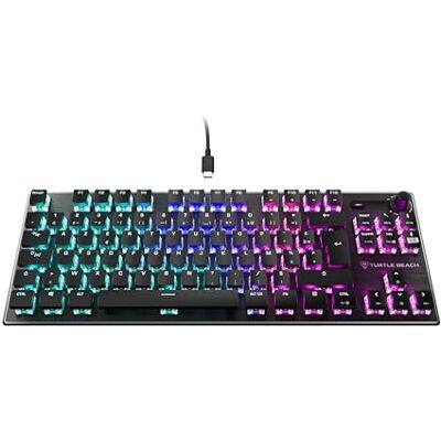 Turtle Beach Vulcan TKL Compact RGB mechanisch gamingtoetsenbord, AIMO led-achtergrondverlichting, toets per knop, lineaire titanium schakelaars, aluminium bovenplaat, multimedia-wiel, zwart Turtle Beach Vulcan TKL Compact RGB mechanisch gamingtoetsenbord, AIMO led-achtergrondverlichting, toets per knop, lineaire titanium schakelaars, aluminium bovenplaat, multimedia-wiel, zwart