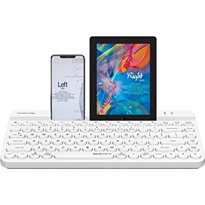 Bloody FBK30 QuietKey draadloos toetsenbord voor meerdere apparaten, 2,4 G en Bluetooth Dual Mode, tot 4 apparaten, draagbaar met geïntegreerde houder voor Mac iOS, Windows, Android (zuiver wit) Bloody FBK30 QuietKey draadloos toetsenbord voor meerdere apparaten, 2,4 G en Bluetooth Dual Mode, tot 4 apparaten, draagbaar met geïntegreerde houder voor Mac iOS, Windows, Android (zuiver wit)