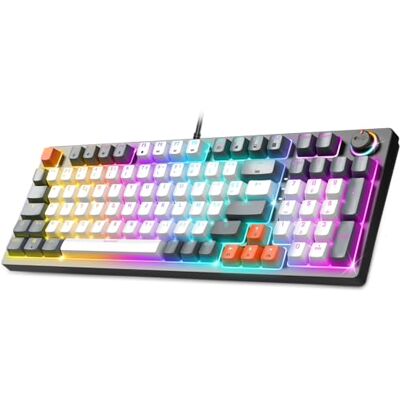 Spirit Of Gamer XPERT K350, mechanisch gamingtoetsenbord AZERTY, 97 bruine schakelaartoetsen, 100% anti-ghosting en vervangbaar, 11 RGB-achtergrondverlichtingsmodi, compact formaat, 2 schakelaars inbegrepen, wit Spirit Of Gamer XPERT K350, mechanisch gamingtoetsenbord AZERTY, 97 bruine schakelaartoetsen, 100% anti-ghosting en vervangbaar, 11 RGB-achtergrondverlichtingsmodi, compact formaat, 2 schakelaars inbegrepen, wit