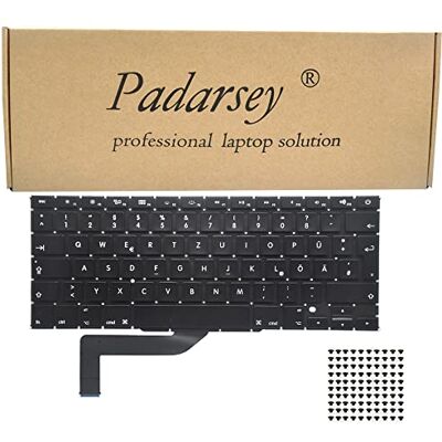 Pardarsey QWERTZ Duits vervangend laptoptoetsenbord QWERTZ toetsenbord voor MacBook Pro 15 inch A1398 2013 2014 2015 Retina W/schroeven (Duitse toetsenbordindeling) Pardarsey QWERTZ Duits vervangend laptoptoetsenbord QWERTZ toetsenbord voor MacBook Pro 15 inch A1398 2013 2014 2015 Retina W/schroeven (Duitse toetsenbordindeling)