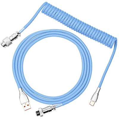 EPOMAKER Mix USB type-C kabel 1,8 m type C naar USB A TPU mechanische spiraalkabel voor toetsenbord met afneembare piloot voor gaming-toetsenbord (blauw) EPOMAKER Mix USB type-C kabel 1,8 m type C naar USB A TPU mechanische spiraalkabel voor toetsenbord met afneembare piloot voor gaming-toetsenbord (blauw)