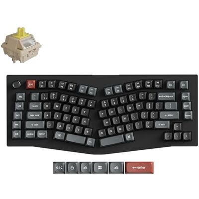 Keychron V10 Ultra 8K draadloos mechanisch toetsenbord, 75% Alice-lay-out, 8000 Hz 2,4 GHz/Bluetooth 5.3/USB-C bekabeld, gepersonaliseerd ZMK hot-swappable toetsenbord met knop, toetsen Keychron V10 Ultra 8K draadloos mechanisch toetsenbord, 75% Alice-lay-out, 8000 Hz 2,4 GHz/Bluetooth 5.3/USB-C bekabeld, gepersonaliseerd ZMK hot-swappable toetsenbord met knop, toetsen