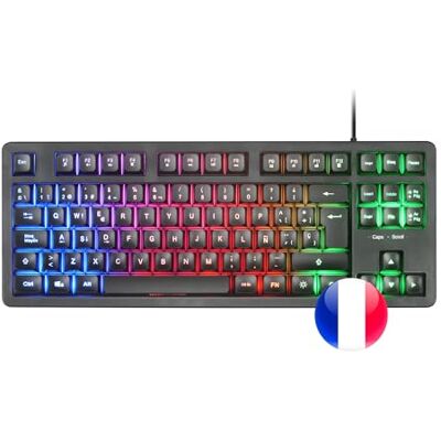 Mars Gaming MK023, TKL Gaming toetsenbord, H-Mech hybride technologie, FRGB Rainbow verlichting, anti-ghosting, universele compatibiliteit, zwart, Franse taal Mars Gaming MK023, TKL Gaming toetsenbord, H-Mech hybride technologie, FRGB Rainbow verlichting, anti-ghosting, universele compatibiliteit, zwart, Franse taal