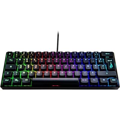 SureFire Kingpin M1 60% mechanisch gamingtoetsenbord, Frans, klein en mobiel gamingtoetsenbord, RGB-toetsenbord met verlichting, 100% anti-ghosting, Frans toetsenbord AZERTY SureFire Kingpin M1 60% mechanisch gamingtoetsenbord, Frans, klein en mobiel gamingtoetsenbord, RGB-toetsenbord met verlichting, 100% anti-ghosting, Frans toetsenbord AZERTY