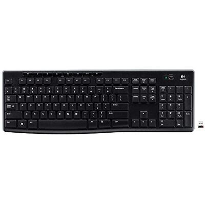 Logitech K270 Draadloos Toetsenbord voor Windows, 2,4 GHz Draadloos, Volledig Formaat, Numeriek Keypad, 8 Multimediatoetsen, Batterijduur van 2 Jaar, PC, Laptop, US Intl QWERTY indeling Zwart Logitech K270 Draadloos Toetsenbord voor Windows, 2,4 GHz Draadloos, Volledig Formaat, Numeriek Keypad, 8 Multimediatoetsen, Batterijduur van 2 Jaar, PC, Laptop, US Intl QWERTY indeling Zwart