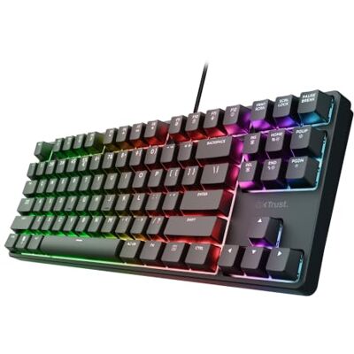 GXTrust 864 CADA TKL Duits mechanisch QWERTZ-toetsenbord met RGB-verlichting, bruine Huano-schakelaars, geïntegreerde software, 80% USB programmeerbaar gamingtoetsenbord voor pc en laptop GXTrust 864 CADA TKL Duits mechanisch QWERTZ-toetsenbord met RGB-verlichting, bruine Huano-schakelaars, geïntegreerde software, 80% USB programmeerbaar gamingtoetsenbord voor pc en laptop
