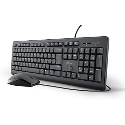 Trust Taro 24086 Draadloos toetsenbord en muis Set Duitse QWERTZ stille toetsen en muistoetsen spatwaterbescherming USB-poort voor pc, laptop, MacBook, Windows Mac OS, zwart Trust Taro 24086 Draadloos toetsenbord en muis Set Duitse QWERTZ stille toetsen en muistoetsen spatwaterbescherming USB-poort voor pc, laptop, MacBook, Windows Mac OS, zwart