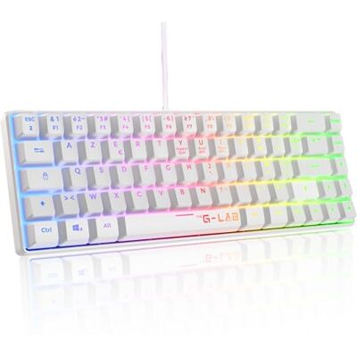 THE G-LAB Keyz Hydrogen, Gaming-toetsenbord 60%, semi-mechanisch toetsenbord, bekabeld, Azerty, meerkleurige achtergrondverlichting, mini-toetsenbord, stil, compact formaat TKL- Pc/ps4/Ps5/xbox, wit THE G-LAB Keyz Hydrogen, Gaming-toetsenbord 60%, semi-mechanisch toetsenbord, bekabeld, Azerty, meerkleurige achtergrondverlichting, mini-toetsenbord, stil, compact formaat TKL- Pc/ps4/Ps5/xbox, wit