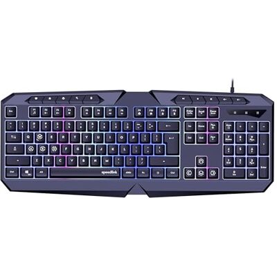 Speedlink LUDICIUM RGB Rainbow Gaming Keyboard RGB gaming toetsenbord met kabel, Amerikaanse QWERTY-lay-out, Windows-toetsvergrendeling, WASD-schakelaar, 10 multimedia-toetsen, bedraad, zwart Speedlink LUDICIUM RGB Rainbow Gaming Keyboard RGB gaming toetsenbord met kabel, Amerikaanse QWERTY-lay-out, Windows-toetsvergrendeling, WASD-schakelaar, 10 multimedia-toetsen, bedraad, zwart