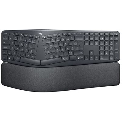 Logitech ERGO K860 ergonomisch toetsenbord, draadloos 2 delen, polssteun, natuurlijke toetsaanslag, Bluetooth en USB-connectiviteit, compatibel met pc & Mac, Frans AZERTY-toetsenbord grijs Logitech ERGO K860 ergonomisch toetsenbord, draadloos 2 delen, polssteun, natuurlijke toetsaanslag, Bluetooth en USB-connectiviteit, compatibel met pc & Mac, Frans AZERTY-toetsenbord grijs