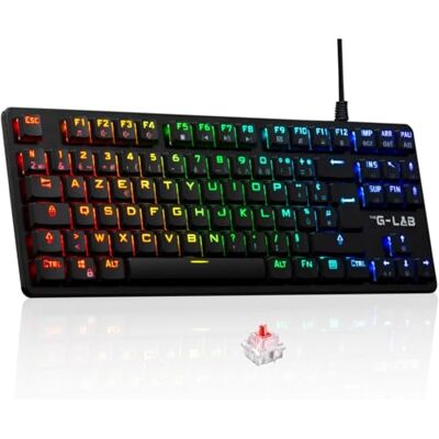 THE G-LAB Keyz Platinium TKL mechanisch toetsenbord, rode schakelaar, TKL AZERTY FR Mécanique Red Switch Outemu Low Profile, Format TKL Ultra Fin, RGB & Touches 100% Personnalisables THE G-LAB Keyz Platinium TKL mechanisch toetsenbord, rode schakelaar, TKL AZERTY FR Mécanique Red Switch Outemu Low Profile, Format TKL Ultra Fin, RGB & Touches 100% Personnalisables