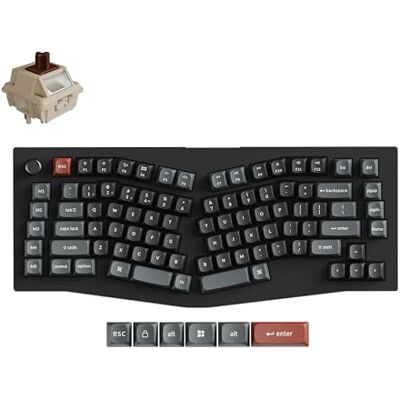 Keychron V10 Ultra 8K draadloos mechanisch toetsenbord, 75% ergonomische lay-out, 8000 Hz 2,4 GHz/Bluetooth 5.3/USB-C bekabeld, gepersonaliseerd ZMK hot-swappable toetsenbord met knop, PBT-toetsen Keychron V10 Ultra 8K draadloos mechanisch toetsenbord, 75% ergonomische lay-out, 8000 Hz 2,4 GHz/Bluetooth 5.3/USB-C bekabeld, gepersonaliseerd ZMK hot-swappable toetsenbord met knop, PBT-toetsen
