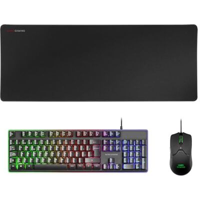 Mars Gaming MCPXBES, H-Mech FRGB toetsenbord combo, ultralichte muis 10.000DPI en XXL muismat, zwart, taal Spaans Mars Gaming MCPXBES, H-Mech FRGB toetsenbord combo, ultralichte muis 10.000DPI en XXL muismat, zwart, taal Spaans