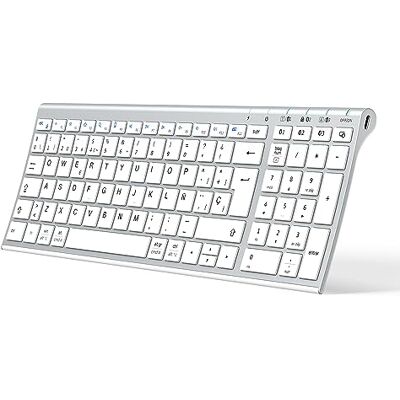 iClever BK10 Draadloos Bluetooth-toetsenbord, Spaans QWERTY-toetsenbord, compact formaat, ergonomisch design, oplaadbaar, compatibel met Mac, iPad, iOS, Android, Windows 8/10/11, stabiele verbinding iClever BK10 Draadloos Bluetooth-toetsenbord, Spaans QWERTY-toetsenbord, compact formaat, ergonomisch design, oplaadbaar, compatibel met Mac, iPad, iOS, Android, Windows 8/10/11, stabiele verbinding
