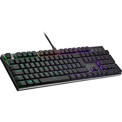 Cooler Master SK652 Mechanisch toetsenbord (volledige grootte) met zwevende platte toetsen, RGB-verlichting, bekabelde USB-poort type A, compatibel met pc en MacOS DE-lay-out, rode schakelaar Cooler Master SK652 Mechanisch toetsenbord (volledige grootte) met zwevende platte toetsen, RGB-verlichting, bekabelde USB-poort type A, compatibel met pc en MacOS DE-lay-out, rode schakelaar