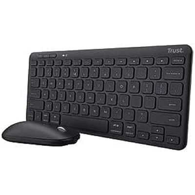 Trust Lyra Pack draadloos toetsenbord en muis, Bluetooth, AZERTY, Frans, zwart Trust Lyra Pack draadloos toetsenbord en muis, Bluetooth, AZERTY, Frans, zwart