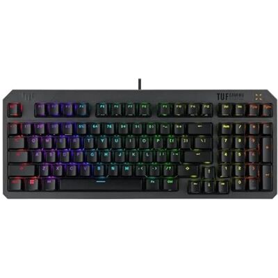 Asus TUF Gaming K3 Gen II Compact toetsenbord met 98 toetsen, optische en mechanische RGB-netwerkschakelaars, dempend schuim, IP57, afneembare bovenplaat en Aura Sync, Spaans QWERTY-toetsenbord Asus TUF Gaming K3 Gen II Compact toetsenbord met 98 toetsen, optische en mechanische RGB-netwerkschakelaars, dempend schuim, IP57, afneembare bovenplaat en Aura Sync, Spaans QWERTY-toetsenbord