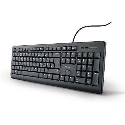 Trust Taro 24092 bekabeld Duits QWERTZ toetsenbord stille toetsen spatwaterdicht USB-poort kabellengte 1,8 m PC toetsenbord voor laptop Mac, Windows Mac OS zwart Trust Taro 24092 bekabeld Duits QWERTZ toetsenbord stille toetsen spatwaterdicht USB-poort kabellengte 1,8 m PC toetsenbord voor laptop Mac, Windows Mac OS zwart