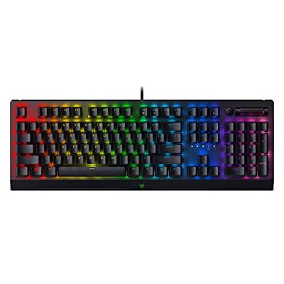 Razer BlackWidow V4 X (groene schakelaar) mechanisch gamingtoetsenbord Snap Tap (groene mechanische schakelaars, 6 macro-toetsen, ABS doubleshot toetsen, chroma RGB) QWERTZ Duitse lay-out Razer BlackWidow V4 X (groene schakelaar) mechanisch gamingtoetsenbord Snap Tap (groene mechanische schakelaars, 6 macro-toetsen, ABS doubleshot toetsen, chroma RGB) QWERTZ Duitse lay-out